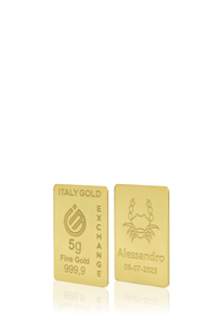 Lingotto Oro 24Kt da 5 gr. segno zodiacale Cancro  - Idea Regalo Segni Zodiacali - IGE Gold